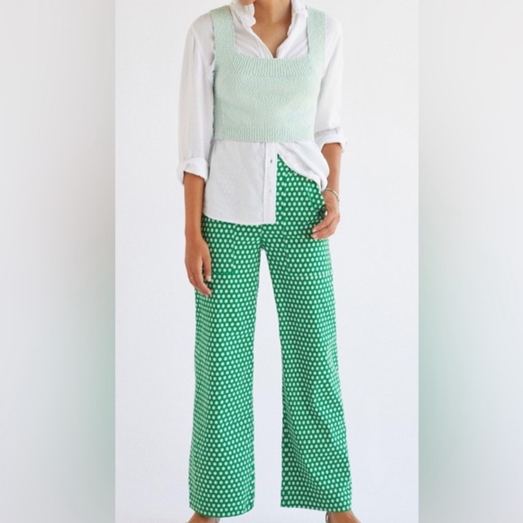 NWT Anthropologie Maeve Colette green & white pants - Picture 2 of 16